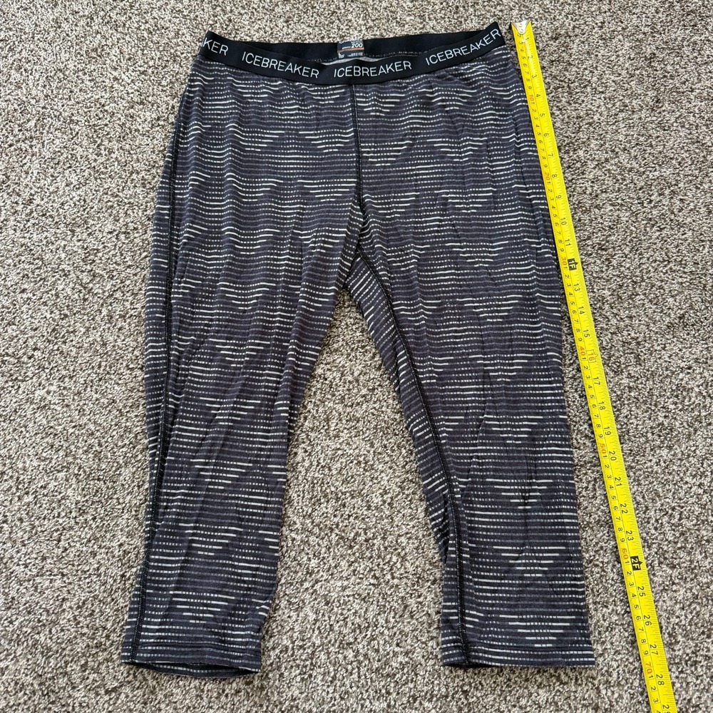 Icebreaker Bodyfit 200 Oasis Diamond Line lWomens L Gray Merino Wool Base Layer